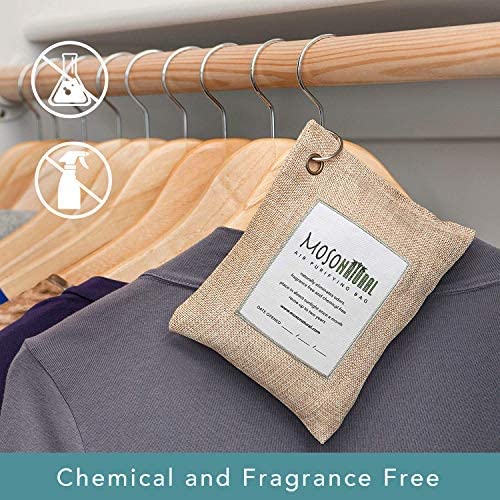 MOSO NATURAL Air Purifying Bag 200g. A Scent Free Odor Eliminator for Cars, Closets, Bathrooms, Pet Areas. Premium Moso Bamboo Charcoal Odor Absorber. (Beige Linen)