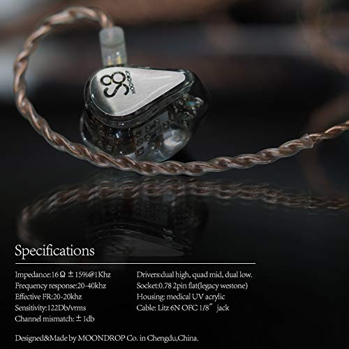 Moondrop S8 8BA IEM Bass HiFi in Ear Monitor Earphone