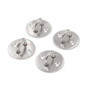 geesatis hook hardware 4 pcs suspension wall anchor ceiling hook round ring eye plates hook wall round eye pad plate, with mounting screws, stainless steel, silver, dia 2 inch