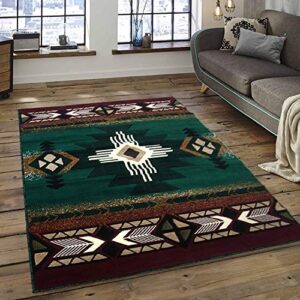 champion rugs southwestern native american tribal hunter green area rug (3 feet 10 inch x 5 feet 2 inch)