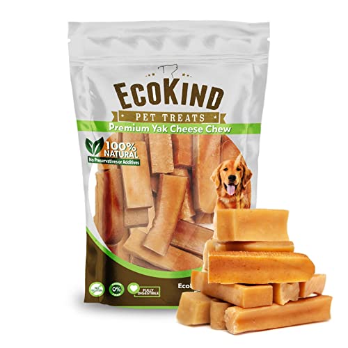 EcoKind Pet Treats Gold Himalayan Yak Cheese Dog Chew Dog Treats for Active Chewers, 100% Natural & Healthy Chew Sticks for Small & Large Dogs, Assorted Set of Big & Small Yak (16 Small Sticks)