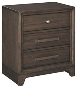 signature design by ashley brueban transitional contemporary 3 drawer nightstand with dovetail construction, chestnut brown