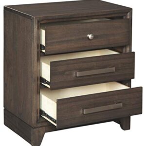 Signature Design by Ashley Brueban Transitional Contemporary 3 Drawer Nightstand with Dovetail Construction, Chestnut Brown