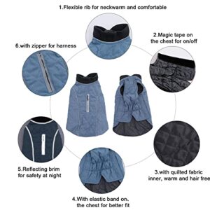 Pethiy Dog Cold Weather Vest Waterproof Windproof Reversible Dog Apparel Winter Coat Warm Dog Outfits for Small Dogs-Blue M