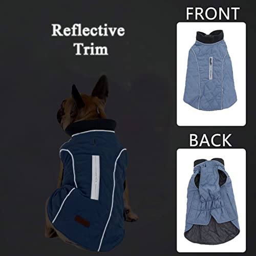 Pethiy Dog Cold Weather Vest Waterproof Windproof Reversible Dog Apparel Winter Coat Warm Dog Outfits for Small Dogs-Blue M