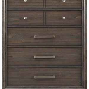 Signature Design by Ashley Brueban Transitional Contemporary 5 Drawer Chest with Dovetail Construction, Chestnut Brown