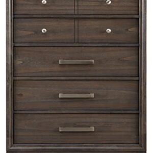 Signature Design by Ashley Brueban Transitional Contemporary 5 Drawer Chest with Dovetail Construction, Chestnut Brown