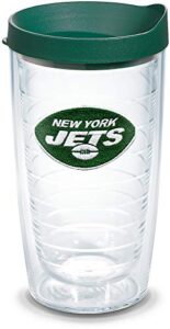 tervis made in usa double walled nfl new york jets insulated tumbler cup keeps drinks cold & hot, 16oz, primary logo