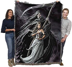 pure country weavers summon the reaper blanket by anne stokes gothic collection - gift fantasy grim reaper tapestry throw woven from cotton - made in the usa (72x54)