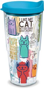 tervis plastic made in usa double walled cat sayings insulated tumbler cup keeps drinks cold & hot, 24oz, clear