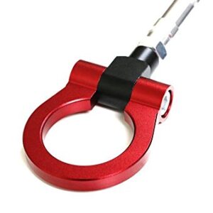 iJDMTOY Red Track Racing Style Tow Hook Ring Compatible with 2008-up Audi A4 A5 A6 A7 S4 S5 S6 S7, Made of Light Weight CNC Aluminum