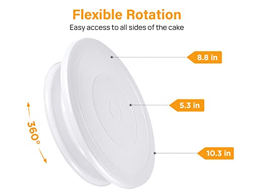 Kootek 11 Inch Rotating Cake Turntable, Turns Smoothly Revolving Cake Stand Cake Decorating Kit Display Stand Baking Tools Accessories Supplies for Cookies Cupcake (White)