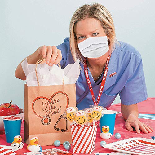 4E's Novelty Nurse Gift Bags (12 Pack) Large 12" Kraft Paper Bag Bulk - National Nurse Appreciation Day. For Doctors Healthcare Hospital Worker Party Favors Goody Bag