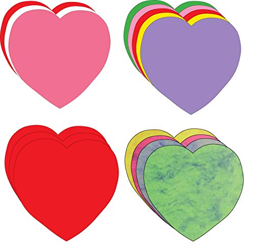 124 in a Pack- Valentine's Large Creative Cut-Out Set, 4 assortments Hearts, 5.5” Cut-Outs Classroom Décor, Valentine's Day Theme, and Craft Activities for Kids
