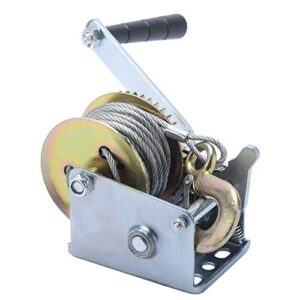 highfree hand winch with 27ft steel wire rope 600 lbs - hand crank winch - towing winches for for boats, trailers, atvs - single speed