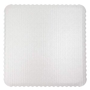 o'creme white-top scalloped square cake board 3/32 inch thick, 12 inch x 12 inch - pack of 10