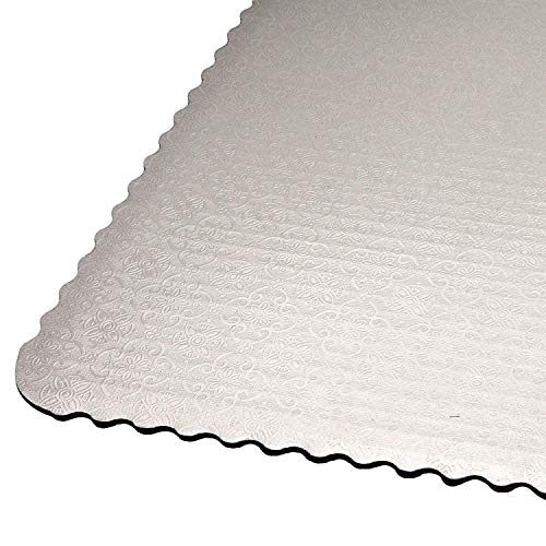 O'Creme White-Top Scalloped Square Cake Board 3/32 Inch Thick, 12 Inch x 12 Inch - Pack of 10