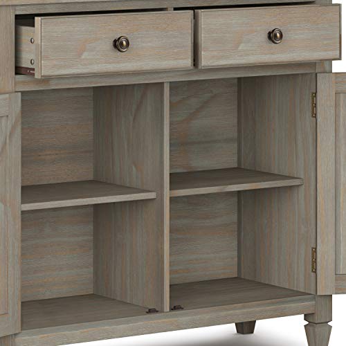 SIMPLIHOME Connaught Traditional Entryway Storage Cabinet, 40 inch Wide, Rectangle in Distressed Grey