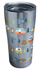 tervis triple walled trailer bears insulated tumbler cup keeps drinks cold & hot, 20oz, stainless steel