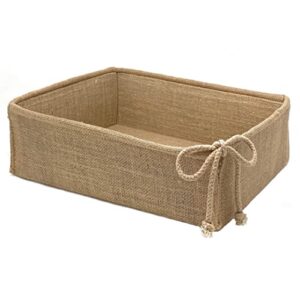 decorative basket rectangular burlap fabric storage bin collapsible organizer for home, decor and gifts (large 14 x 9.75 x 4 inches)