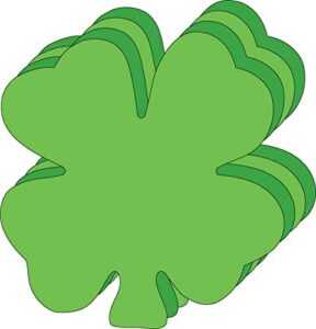 5.5" large assorted color creative foam cut-outs - assorted green four leaf clover 15 cut-outs in a pack for kids’ irish crafts and st. patrick's day school craft projects, st. patty’s day craft.