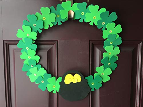 5.5" Large Assorted Color Creative Foam Cut-Outs - Assorted Green Four Leaf Clover 15 Cut-Outs in a Pack for Kids’ Irish Crafts and St. Patrick's Day School Craft Projects, St. Patty’s Day Craft.