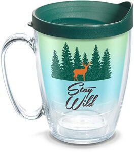 tervis made in usa double walled stay wild insulated tumbler cup keeps drinks cold & hot, 16oz mug, clear