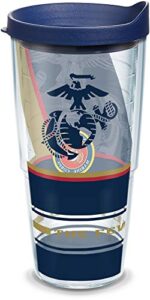 tervis marines forever proud made in usa double walled insulated tumbler travel cup keeps drinks cold & hot, 24oz, classic