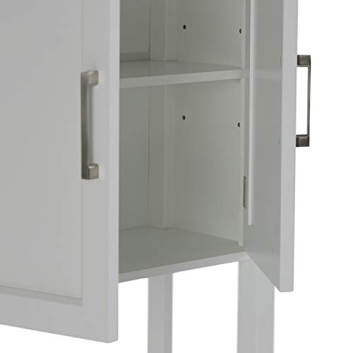 SIMPLIHOME Avington 67 inch H x 27 inch W Space Saver Bath Cabinet in Pure White with Storage Compartment and 1 shelf, for the Bathroom, Contemporary