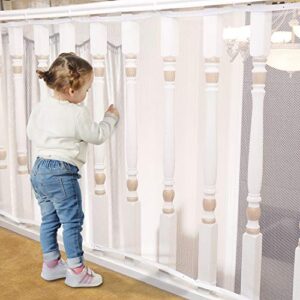 banister guard for baby - 10ft x 3ft, child safety net, stair railing proof mesh for kids, toys, pets - white