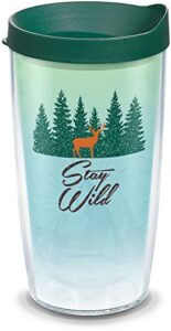 tervis made in usa double walled stay wild insulated tumbler cup keeps drinks cold & hot, 16oz, clear