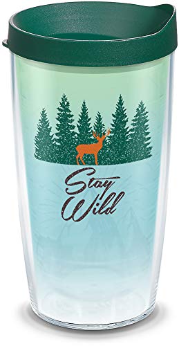 Tervis Made in USA Double Walled Stay Wild Insulated Tumbler Cup Keeps Drinks Cold & Hot, 16oz, Clear