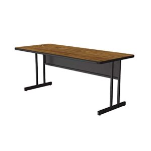 Correll 30"x60" Econoline Training & Computer Table, Medium Oak Melamine Top, Desk Height Office Work Station, All Steel Frame (WS3060M-06)