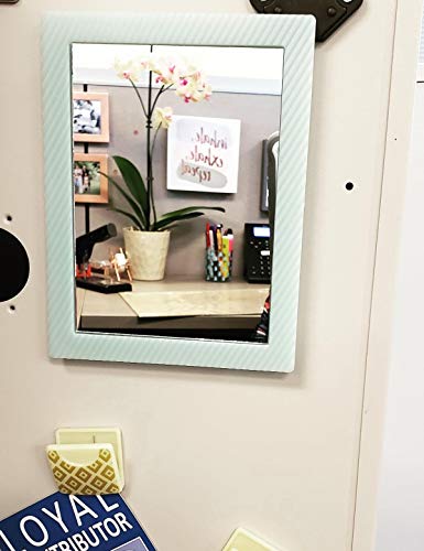 2 Pack Magnetic Locker Mirror for School Locker, Refrigerator, Office Cabinet, 6.3" x 4.8", Locker Accessories Rectangular Mirror for Girls and Boys (Soft Mint and White)