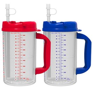 32 oz insulated travel mugs red & blue