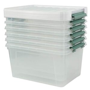 saedy 6 pcs large clear storage box, 35 qt plastic bins with lids for versatile storage