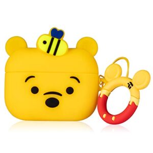 mulafnxal case for airpods pro 2019/pro 2 gen 2022 cute, soft silicone 3d funny fun character airpod pro cover, animal fashion designer skin, cartoon keychain ring kits cases for air pods pro (honey)