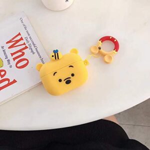 Mulafnxal Case for Airpods Pro 2019/Pro 2 Gen 2022 Cute, Soft Silicone 3D Funny Fun Character Airpod Pro Cover, Animal Fashion Designer Skin, Cartoon Keychain Ring Kits Cases for Air pods Pro (Honey)