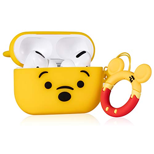 Mulafnxal Case for Airpods Pro 2019/Pro 2 Gen 2022 Cute, Soft Silicone 3D Funny Fun Character Airpod Pro Cover, Animal Fashion Designer Skin, Cartoon Keychain Ring Kits Cases for Air pods Pro (Honey)