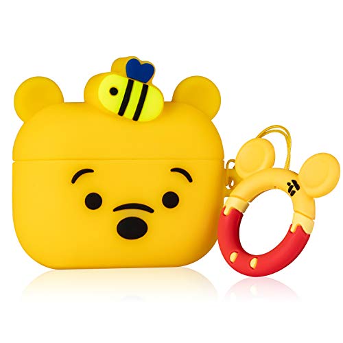 Mulafnxal Case for Airpods Pro 2019/Pro 2 Gen 2022 Cute, Soft Silicone 3D Funny Fun Character Airpod Pro Cover, Animal Fashion Designer Skin, Cartoon Keychain Ring Kits Cases for Air pods Pro (Honey)