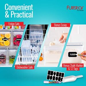 fullstar Food Storage Bins with Lids, Airtight food storage containers for Kitchen & Pantry organization. Includes Marker, Pen & Scoop (6 Pack)