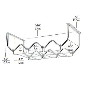 Wallniture Piccola Under Cabinet Wine Rack & Glasses Holder Kitchen Organization with 4 Bottle Organizer Metal Chrome