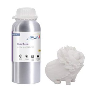 ifun 3d printer rigid resin- low odor standard- 405nm uv-curing photopolymer resin for lcd dlp 3d printing white 500ml