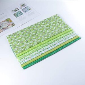 Exceart 7 Sheets Floral Cotton Fabric Floral Cloth Squares Quilting Fabric for Patchwork DIY Sewing Scrapbooking 50x50cm(Green)