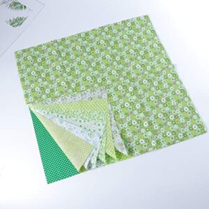 Exceart 7 Sheets Floral Cotton Fabric Floral Cloth Squares Quilting Fabric for Patchwork DIY Sewing Scrapbooking 50x50cm(Green)