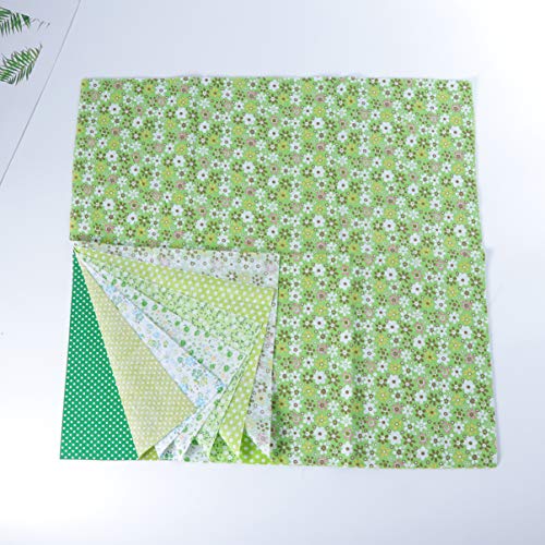 Exceart 7 Sheets Floral Cotton Fabric Floral Cloth Squares Quilting Fabric for Patchwork DIY Sewing Scrapbooking 50x50cm(Green)