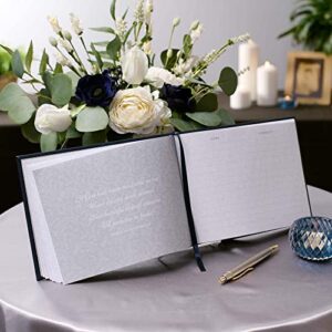 With Love in Loving Memory Guest Book - Navy Faux Leather - Condolence Book, Memorial Sign-in Book for Funerals & Memorial Services