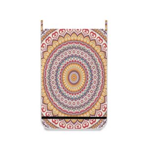 ATTX Colorful Ethnic Pattern Hanging Laundry Hamper Bags Large Door Hampers for Dirty Clothes, Washing Baskets with Hooks 1 Packs