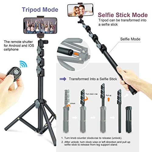 Selfie Stick & Tripod LINCO, Integrated, Portable All-in-One Professional, Heavy Duty, Lightweight, Bluetooth Remote for Apple & Android Devices, Separable Tripod Feet, Extends to 52", Black