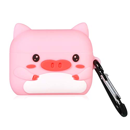 Coralogo Case for Airpods Pro 2019/Pro 2 Gen 2022 Cute, 3D Animal Character Soft Silicone Cartoon Airpod Skin Funny Fun Cool Keychain Design Kids Teens Girls Boys Cover Cases Air pods Pro (Pink Pig)